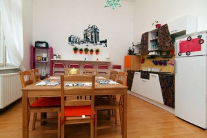 The kitchen at the Little Bucharest Old Town Hostel