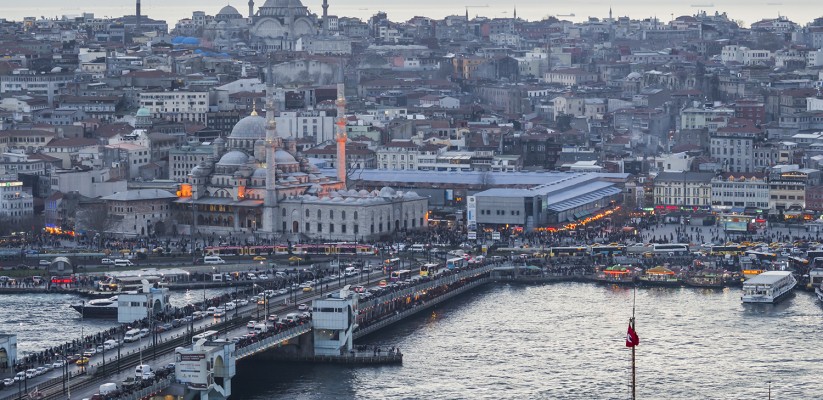 The Yeni Cami Mosque in Istanbul, as seen from the Galata Tower