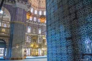 Blue tiles at the Yeni Cami Mosque Istanbul Turkey
