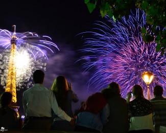 Photo of people watching the fireworks in Paris on Bastille day for the Explore The Elements challenge