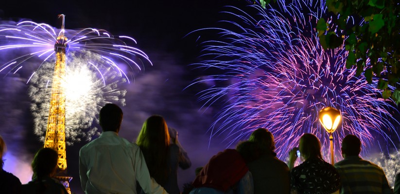 Photo of people watching the fireworks in Paris on Bastille day for the Explore The Elements challenge