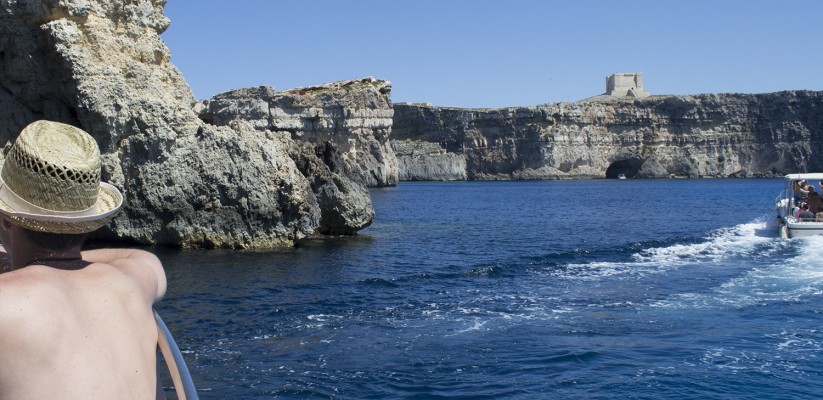 The Blue Lagoon caves from Comino, Malta