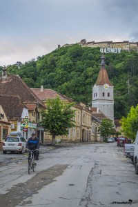 The Rasnov fortress as seen from the city