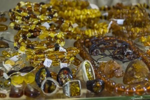 Amber jewelry at the Central Market in Riga