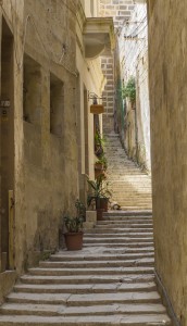 Narrow streets in Senglea, Malta
