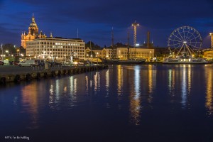 The Uspenski Cathedral and the Finnair Sky Wheel in Helsinki at night